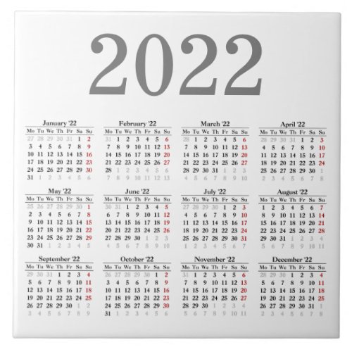 Create your own 2022 calendar ceramic tile