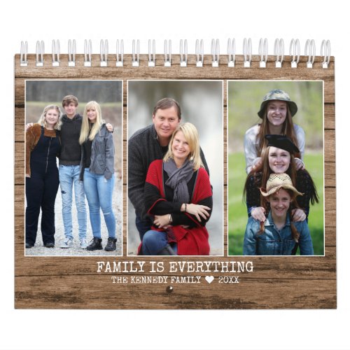 Create Your Own 2023 Family Photo Rustic Wood Calendar