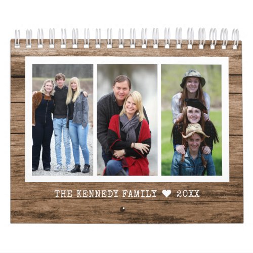 Create Your Own 2024 Family Photo Rustic Wood  Calendar