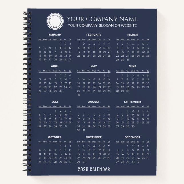Create Your Own 2026 Company Calendar |  Notebook (Front)