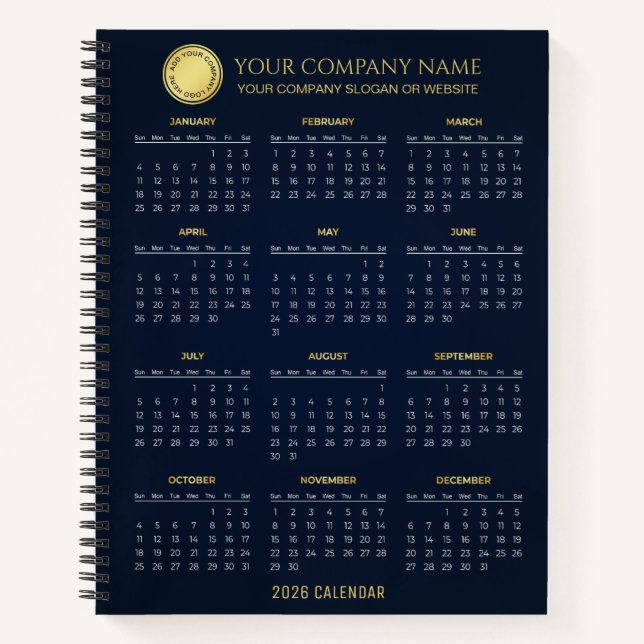 Create Your Own 2026 Company Calendar |  Notebook (Front)