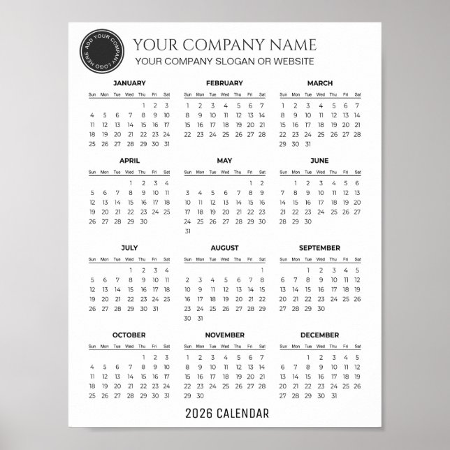 Create Your Own 2026 Company Calendar |  Poster (Front)