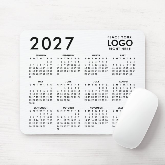 Create Your Own 2027 Business Logo Calendar Mouse Pad (With Mouse)