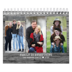 Create Your Own 2027 Family Photo Rustic Wood Calendar