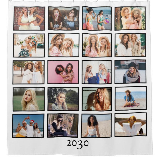 Create your own 20 Photo Collage Keepsake Shower Curtain (Front)