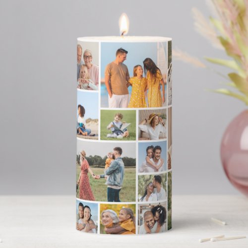 Create Your Own 20 Photo Collage Pillar Candle