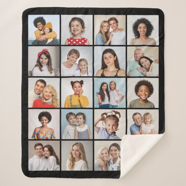 Create Your Own 20 Photo Collage Sherpa Blanket (Front)