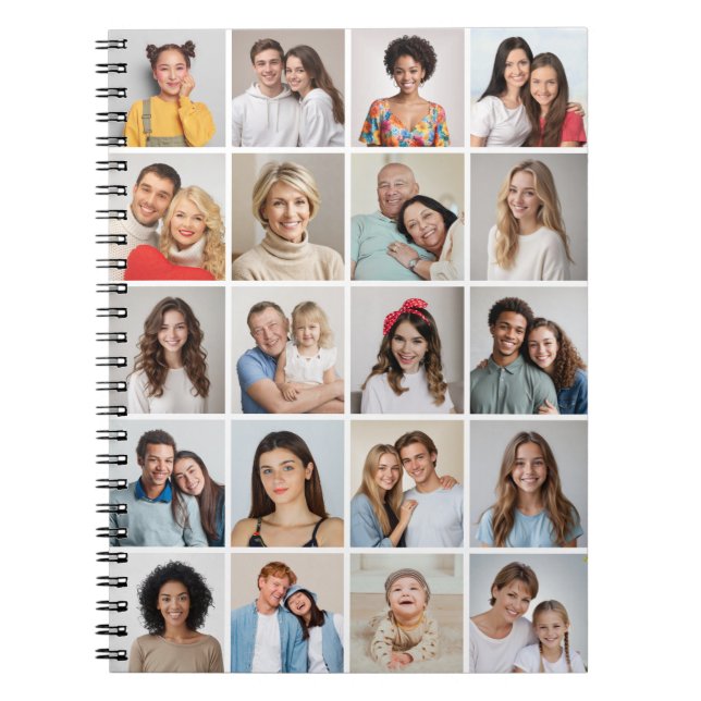 Create Your Own 20 Photo Collage Spiral Notebook (Front)