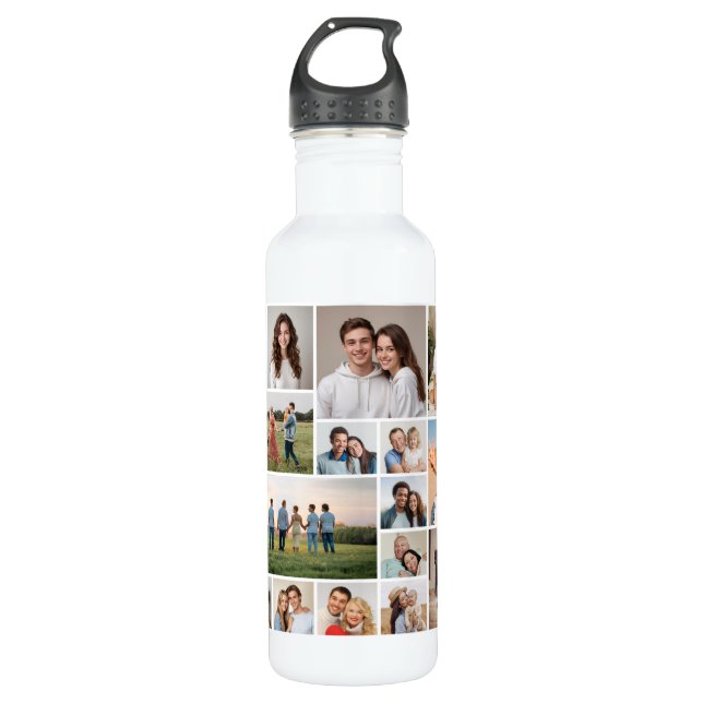 Create Your Own 20 Photo Collage Stainless Steel Water Bottle (Front)