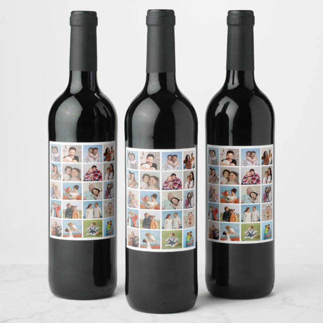 Create Your Own 20 Photo Collage Wine Label (Bottles)
