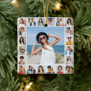 Create Your Own 21 Photo Collage Ceramic Ornament