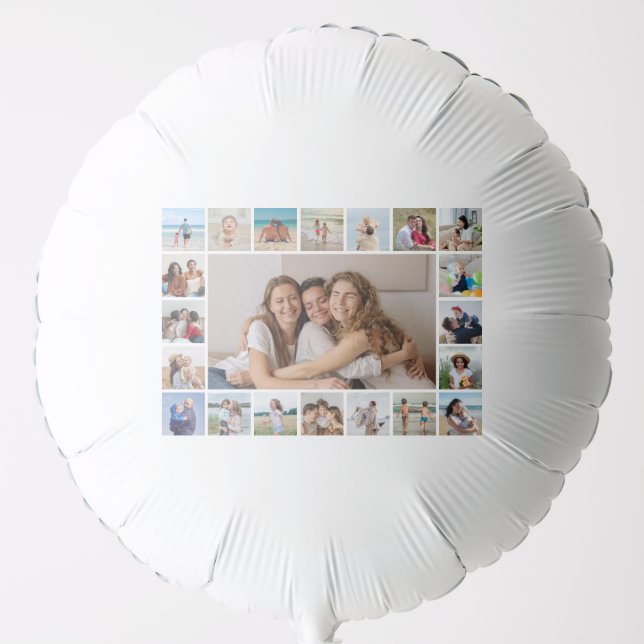 Create Your Own 21 Photo Collage Editable Color Balloon (Front)