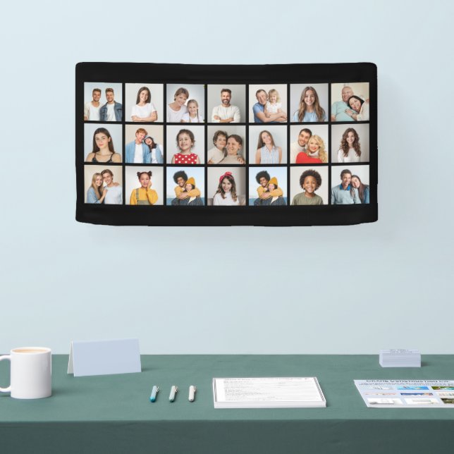 Create Your Own 21 Photo Collage Editable Color Banner (Tradeshow)