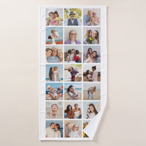 Create Your Own 21 Photo Collage Editable Color Bath Towel