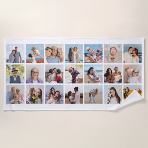 Create Your Own 21 Photo Collage Editable Color Beach Towel