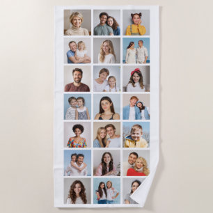 Create Your Own 21 Photo Collage Editable Color Beach Towel