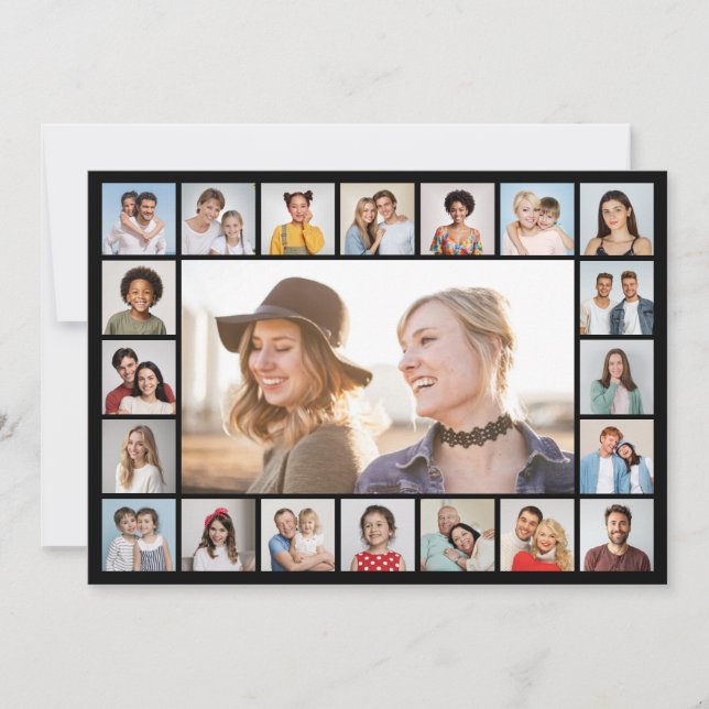 Create Your Own 21 Photo Collage Editable Color Card (Front)