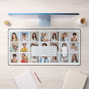 Create Your Own 21 Photo Collage Editable Color Desk Mat