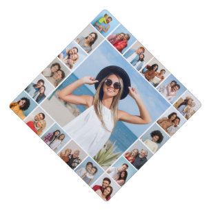 Create Your Own 21 Photo Collage Editable Color  Graduation Cap Topper