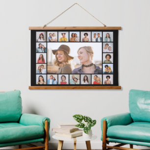 Create Your Own 21 Photo Collage Editable Color Hanging Tapestry