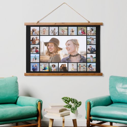 Create Your Own 21 Photo Collage Editable Color  Hanging Tapestry