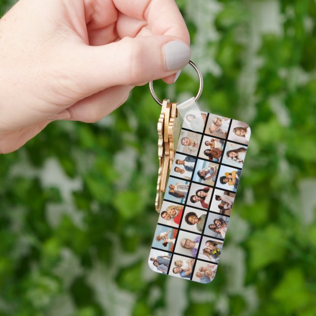 Create Your Own 21 Photo Collage Editable Color  Keychain (Hand)