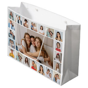 Create Your Own 21 Photo Collage Editable Color Large Gift Bag
