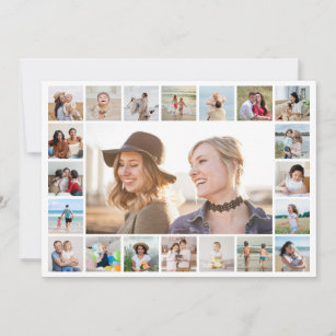 Create Your Own 21 Photo Collage Editable Color Note Card