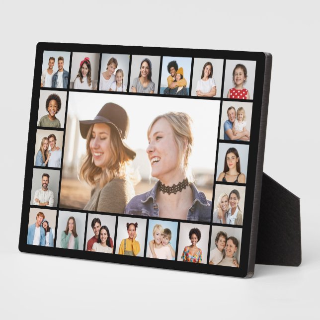 Create Your Own 21 Photo Collage Editable Color Plaque (Side)