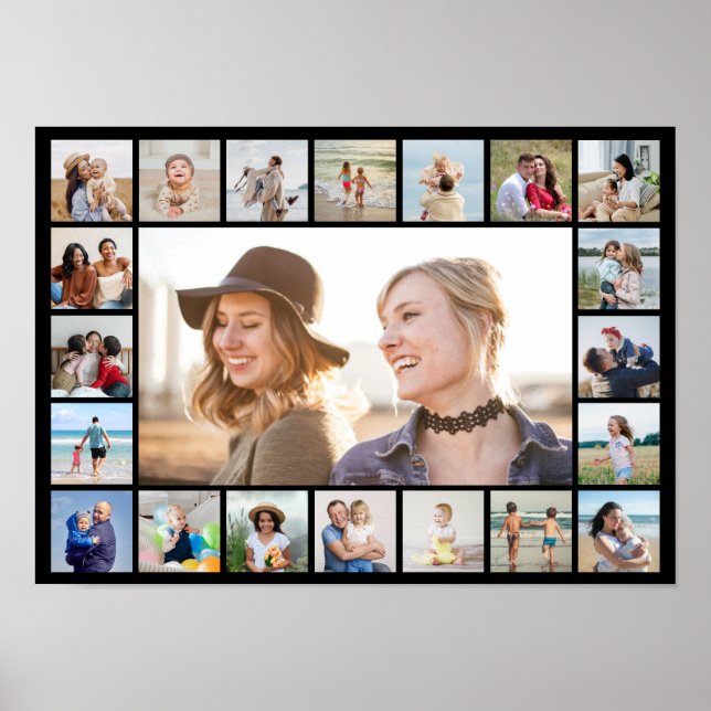 Create Your Own 21 Photo Collage Editable Color Poster (Front)