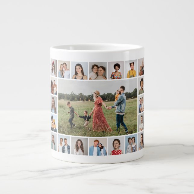 Create Your Own 21 Photo Collage Giant Coffee Mug (Front)