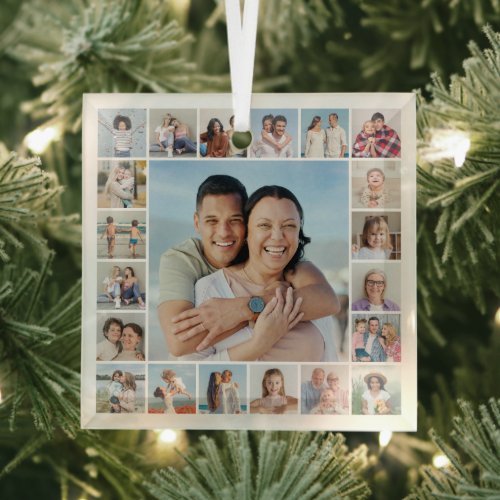 Create Your Own 21 Photo Collage Glass Ornament