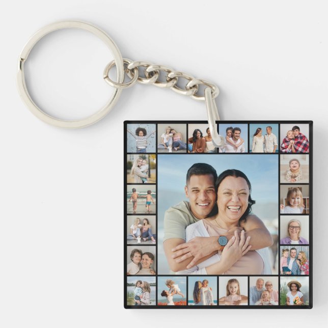Create Your Own 21 Photo Collage Keychain (Front)