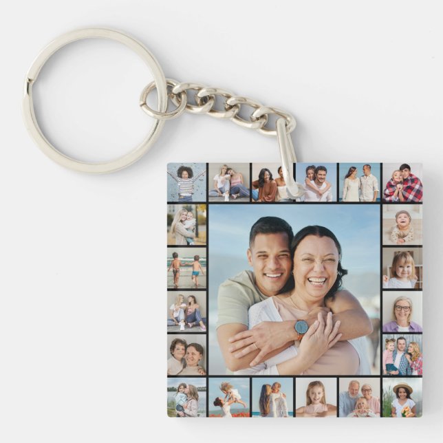 Create Your Own 21 Photo Collage Keychain (Front)