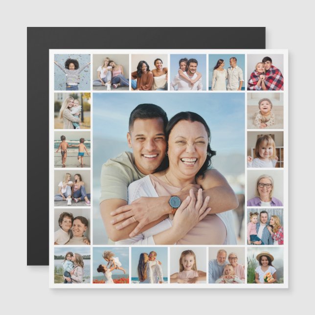 Create Your Own 21 Photo Collage Magnetic Card (Front/Back)