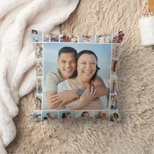 Create Your Own 21 Photo Collage Throw Pillow