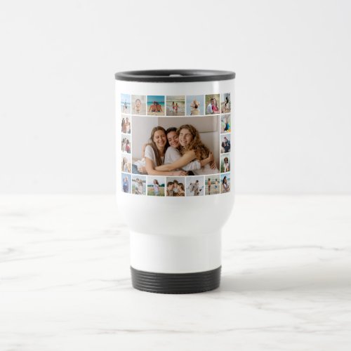 Create Your Own 21 Photo Collage Travel Mug