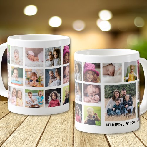 Create Your Own 22 Photo Collage Family Name White