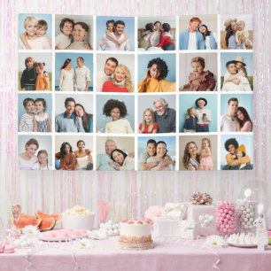 Create Your Own 24 Photo Collage Editable Color Banner