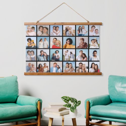 Create Your Own 24 Photo Collage Editable Color  Hanging Tapestry