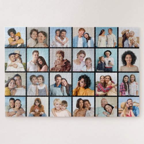 Create Your Own 24 Photo Collage Editable Color Jigsaw Puzzle