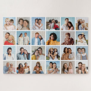 Create Your Own 24 Photo Collage Editable Color Jigsaw Puzzle