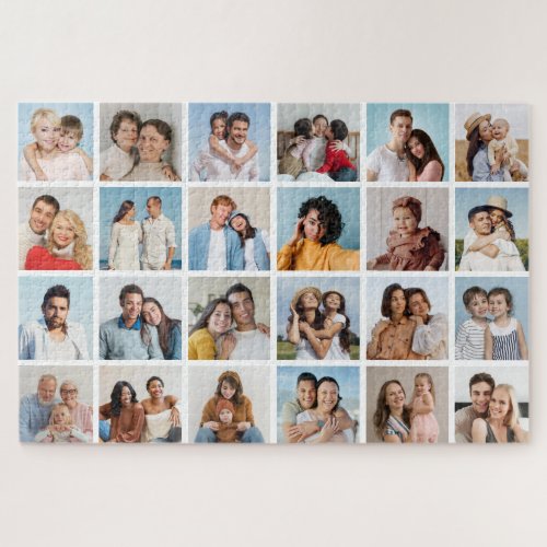 Create Your Own 24 Photo Collage Editable Color Jigsaw Puzzle