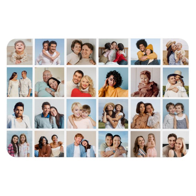 Create Your Own 24 Photo Collage Editable Color Magnet (Horizontal)