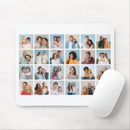 Create Your Own 24 Photo Collage Editable Color Mouse Pad