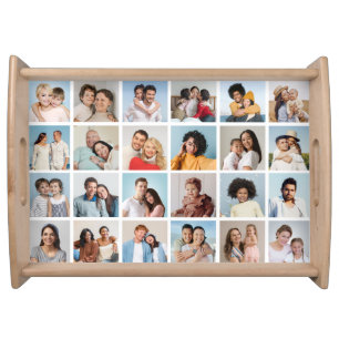 Create Your Own 24 Photo Collage Editable Color Serving Tray