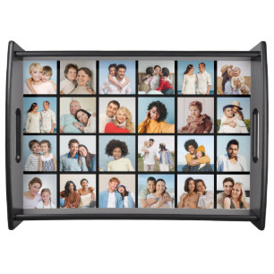 Create Your Own 24 Photo Collage Editable Color Serving Tray