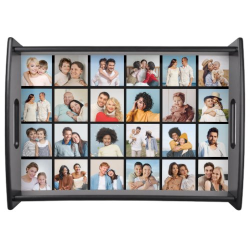Create Your Own 24 Photo Collage Editable Color Serving Tray