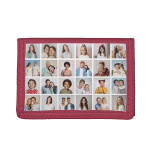 Create Your Own 24 Photo Collage Editable Color Tri-fold Wallet