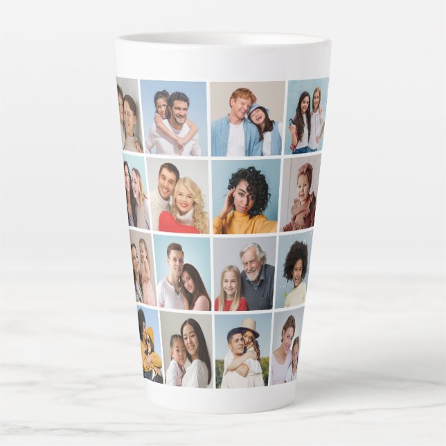 Create Your Own 24 Photo Collage Latte Mug (Front)